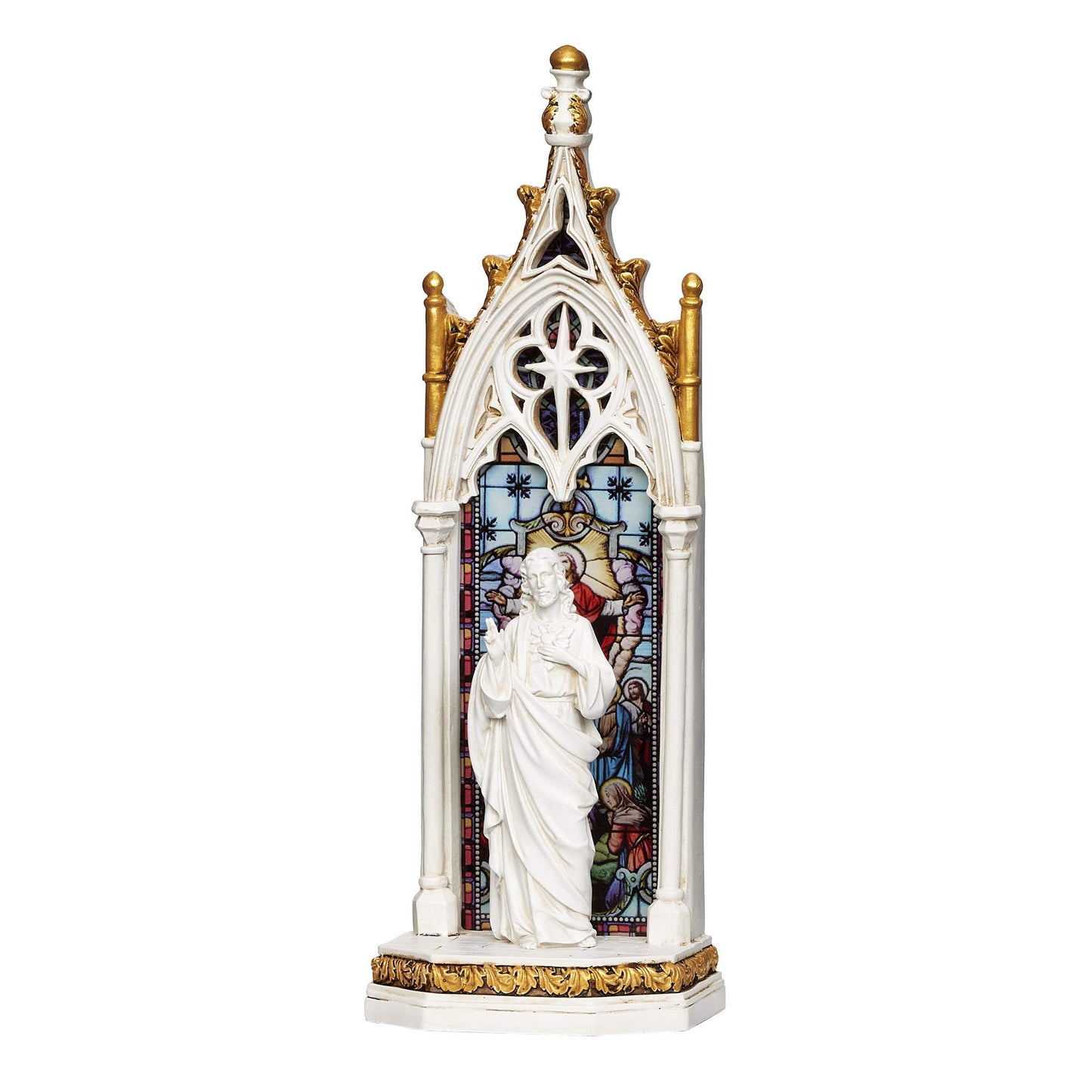 Joseph's Studio by Roman - Sacred Heart of Jesus Arch Window LED Figure, Renaissance Collection, 11.75" H, Resin and Stone, Religious Gift, Decoration, Battery Operated