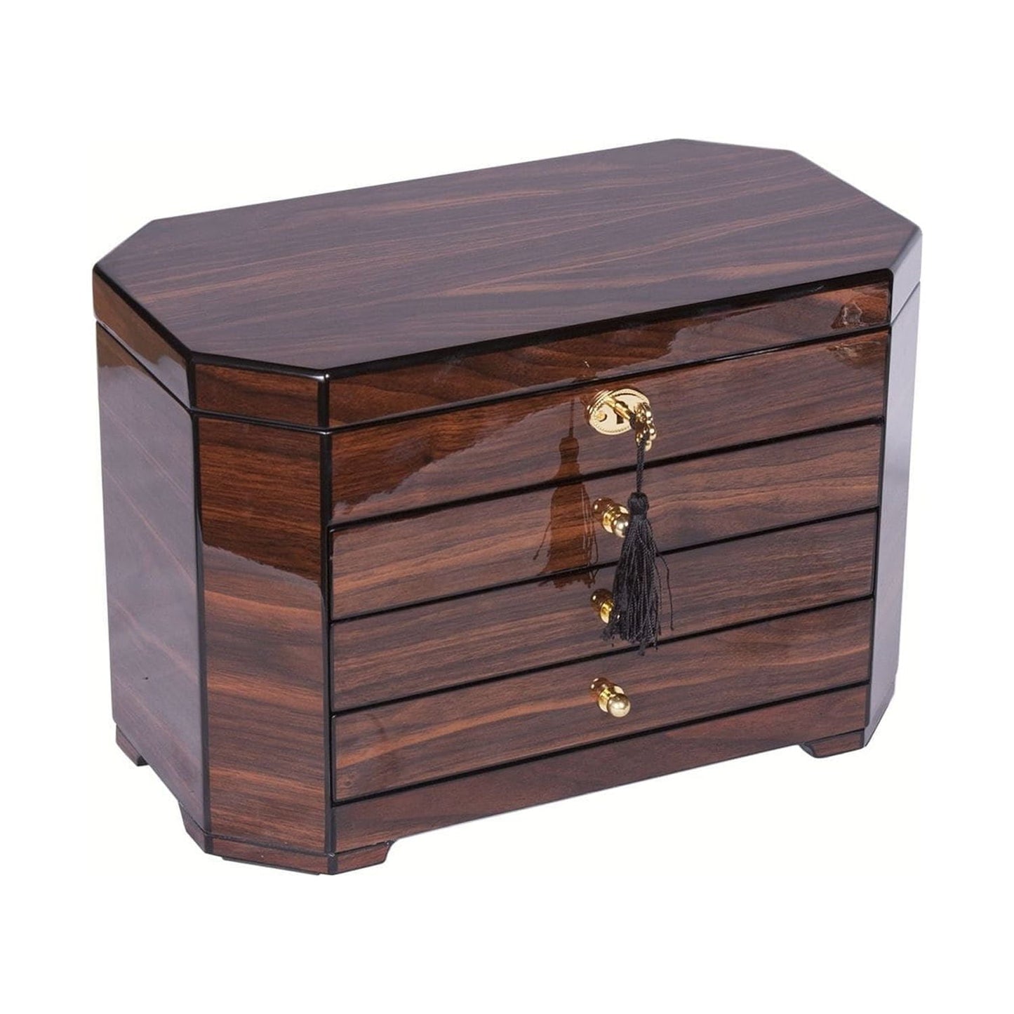 Walnut with Black Accents Jewelry Chest