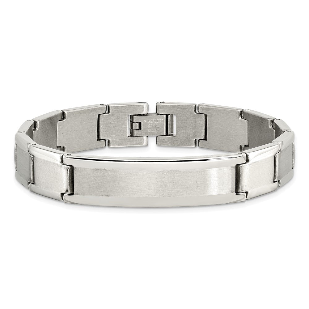 Stainless Steel Brushed and Polished 8.25in ID Bracelet 8.5 inches