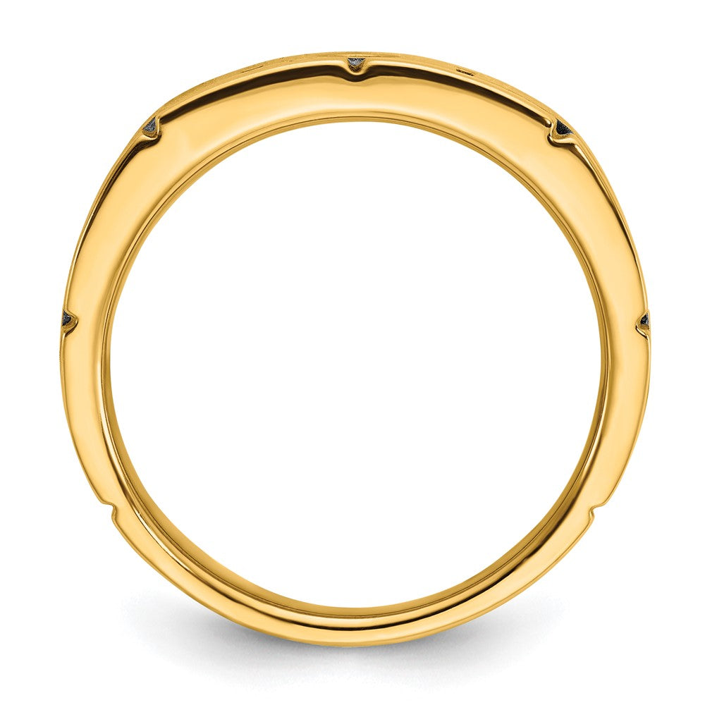 IBGoodman 14k Two-tone Men's Polished Satin and Grooved 1/10 Carat AA Quality Diamond Ring