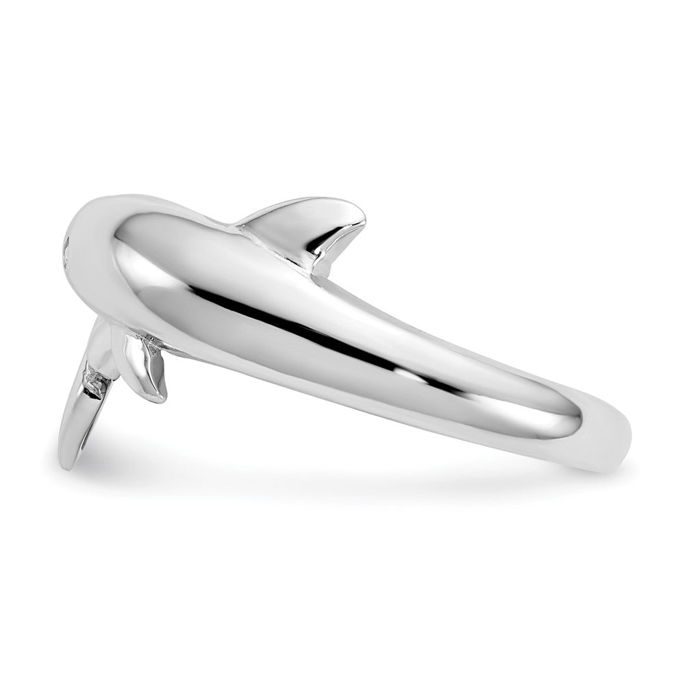 14k White Gold Dolphin Ring Size 6.75