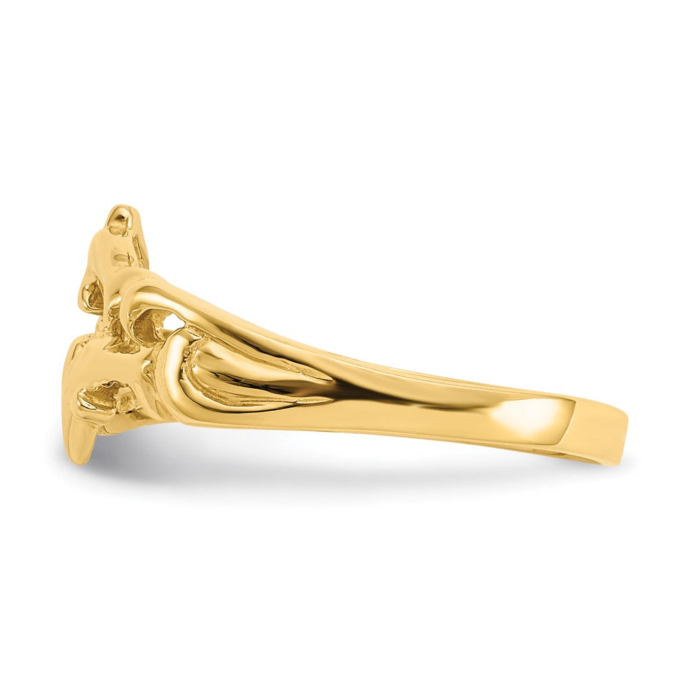 14K Double Dolphins with Waves Ring Size 6.5