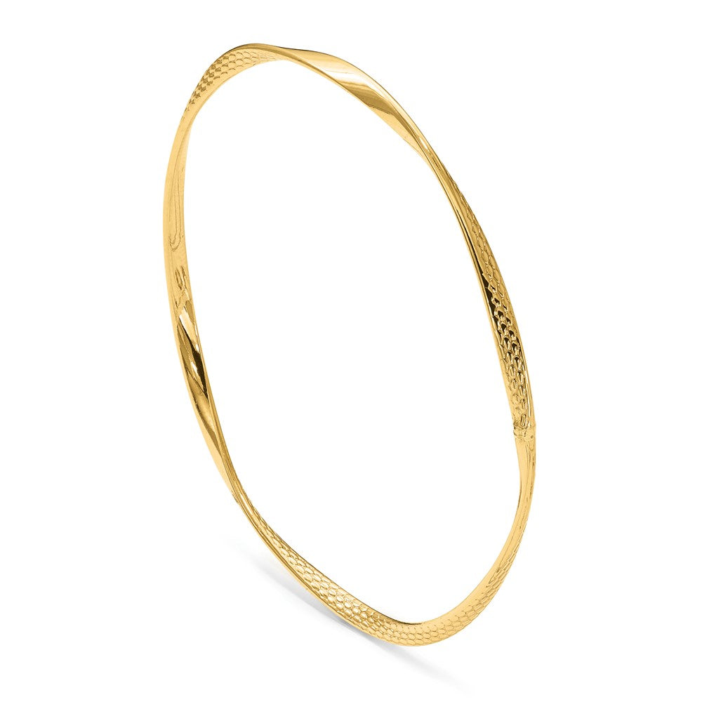 10K Polished Textured Twisted Slip-on Bangle