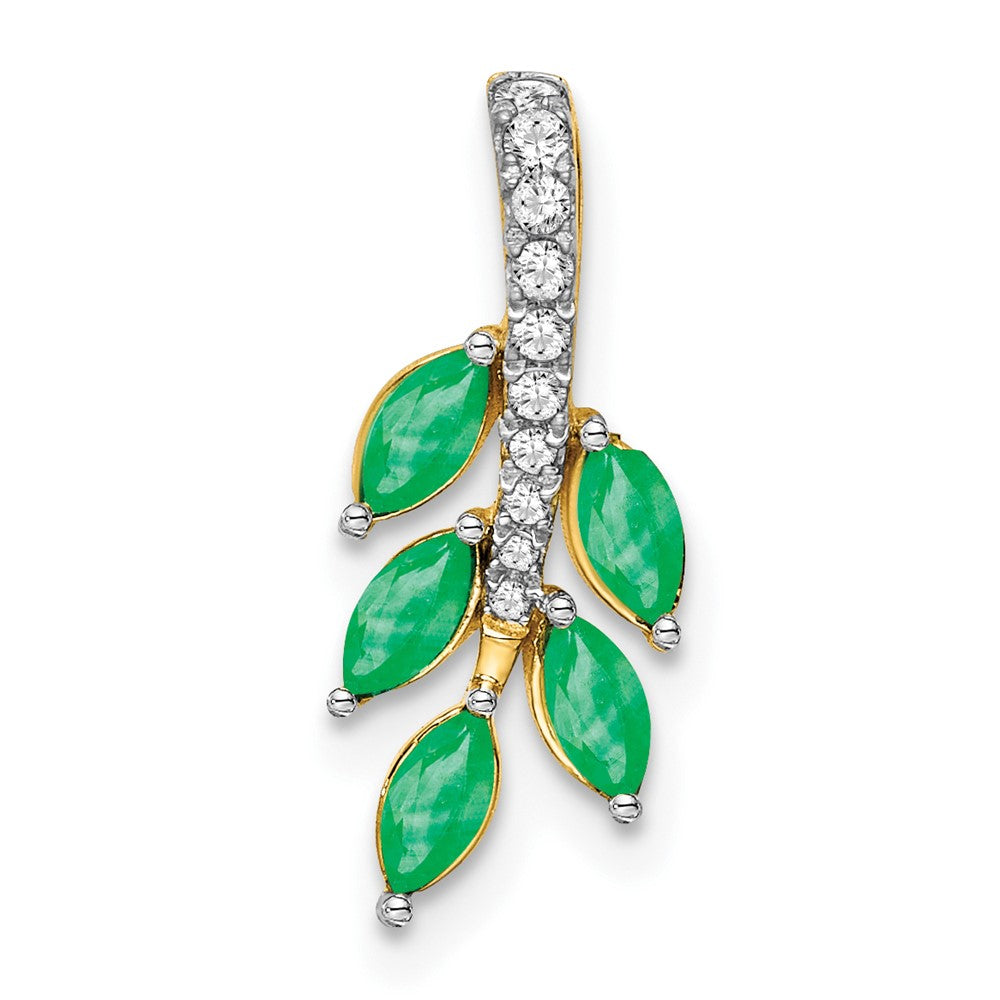 14k Emerald and Diamond Leaf Chain Slide