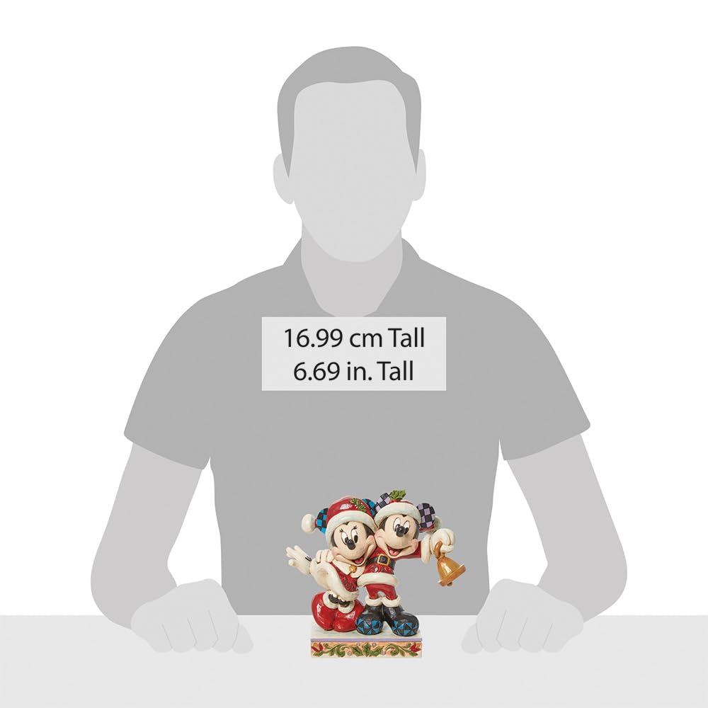 Jim Shore Jingle Bell - One Figurine 5.75 Inch, Resin - Minnie Mickey Mouse Santa Suits 6013058