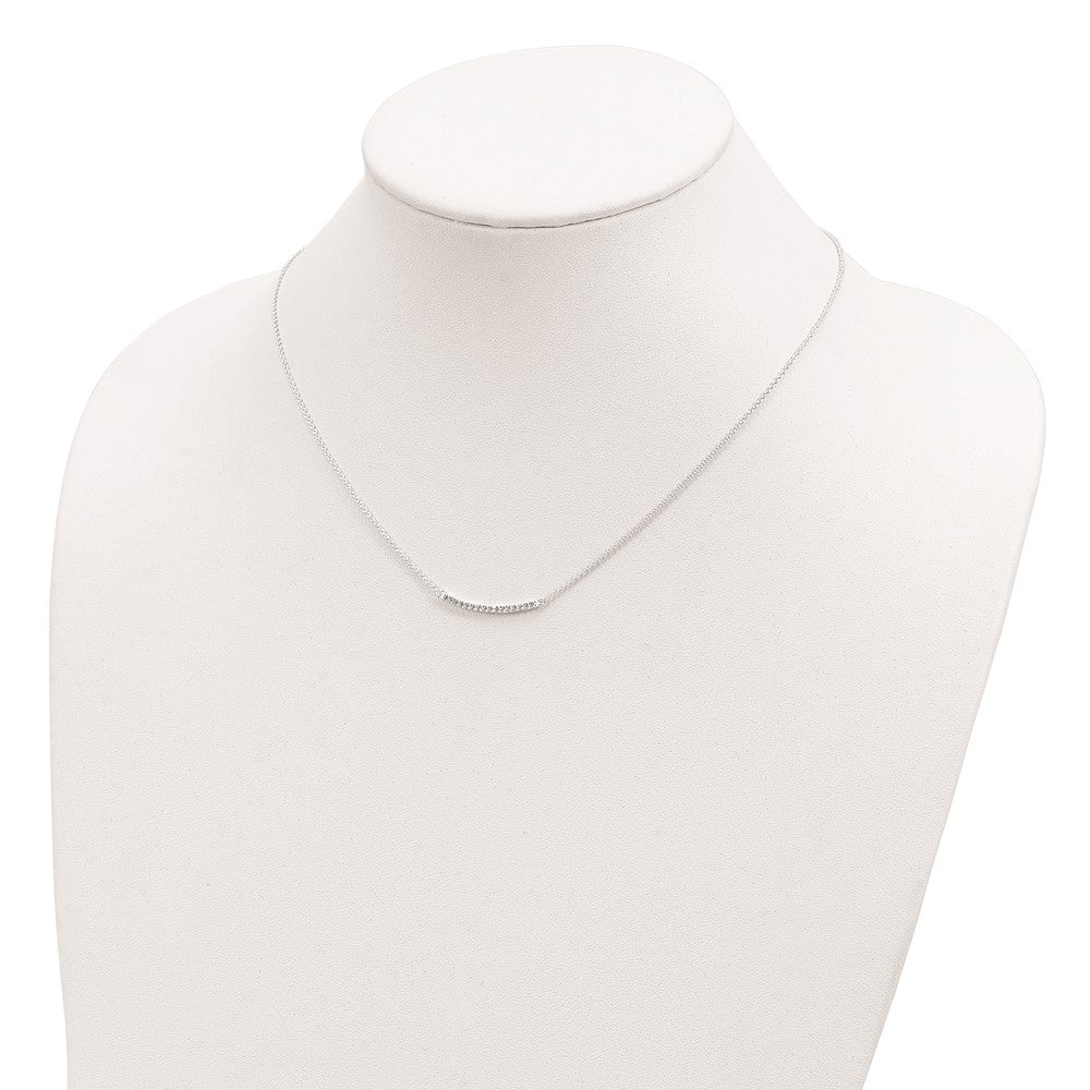 Sterling Silver CZ 18in Curved Bar Necklace 18 Inches