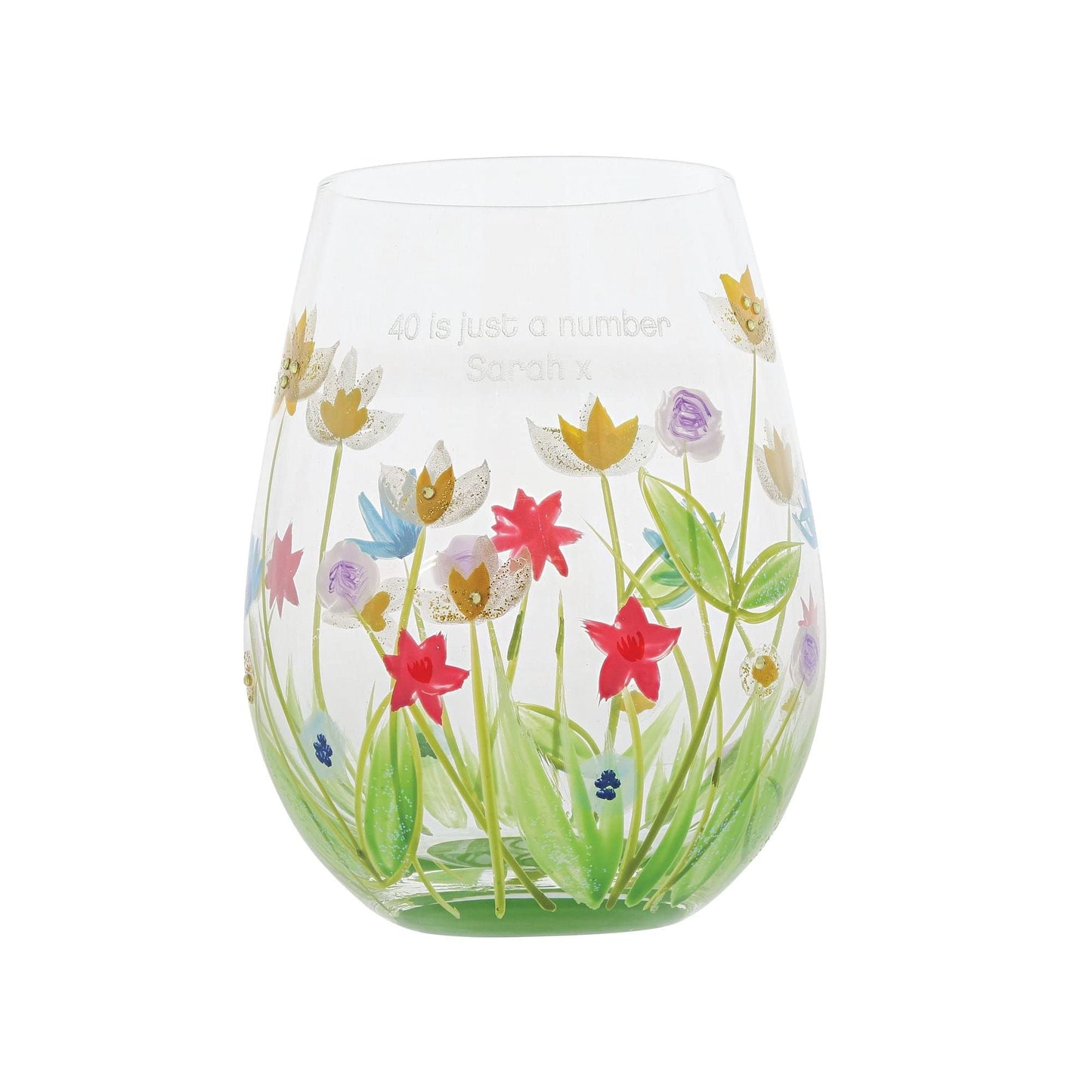 Enesco Lolita Field of Dreams Stemless Glass, 4.53 Inch, Multicolor, 20 oz