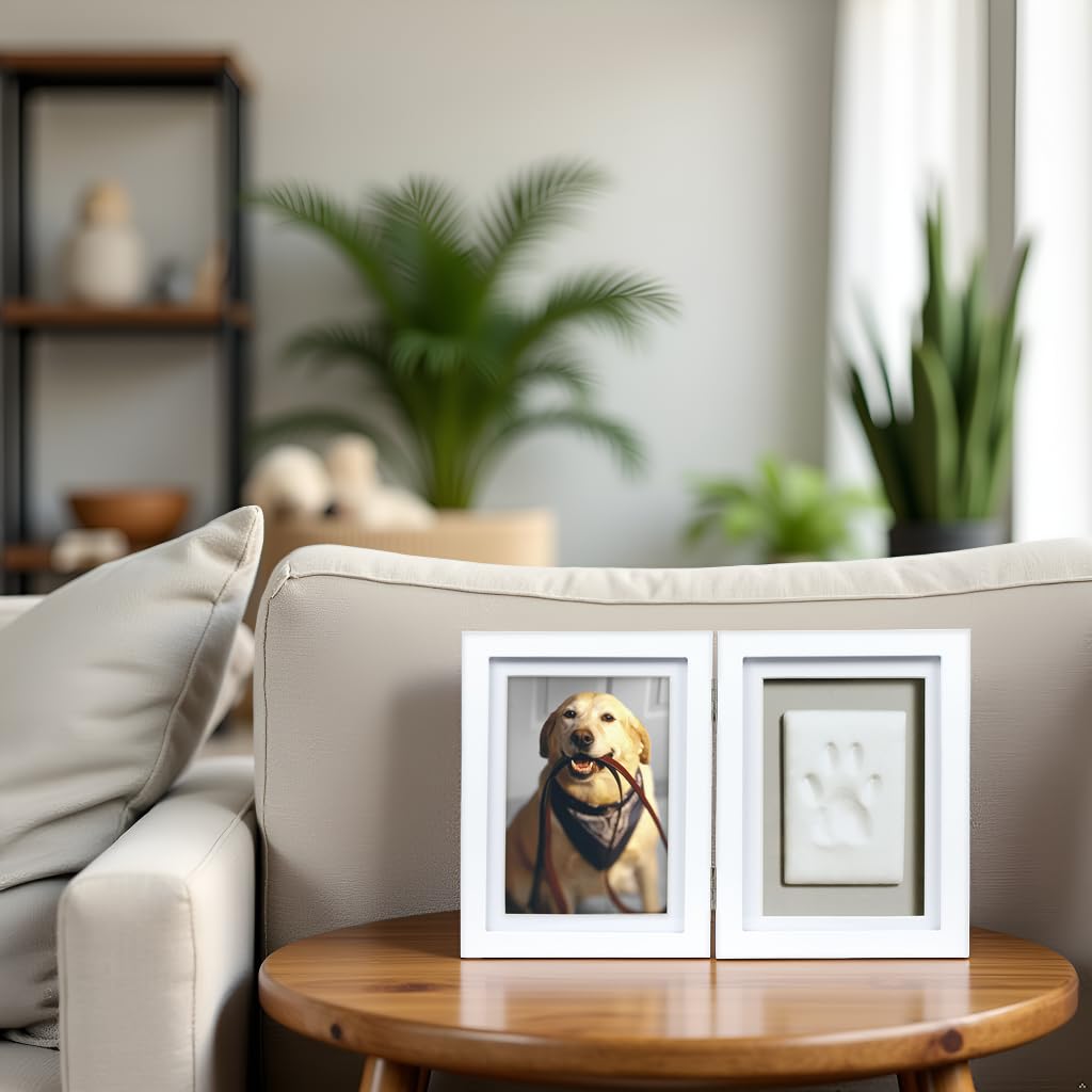 Pawprints Hinged White Wood 4x6 Photo Frame with Clay Tools and Instructions QGM20966