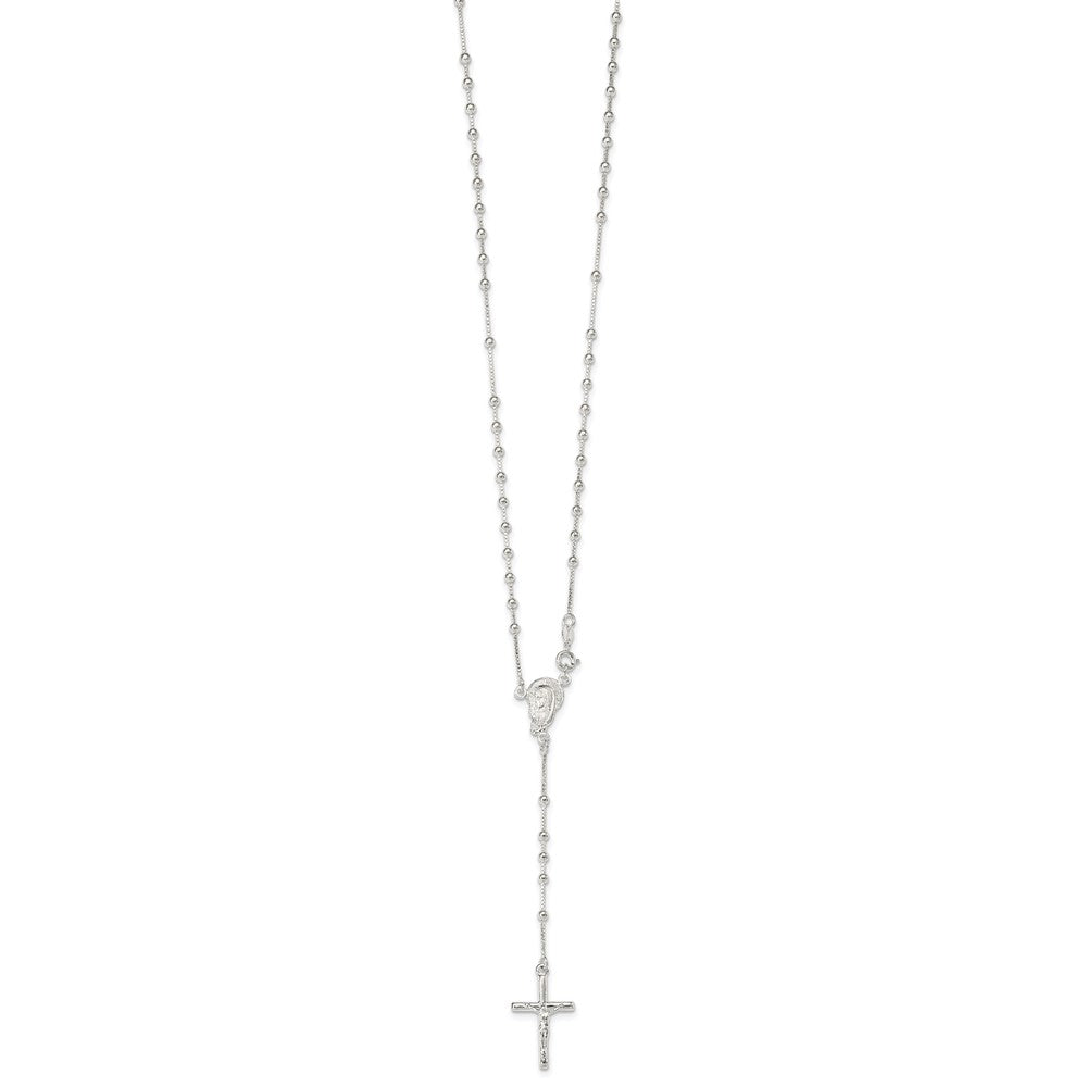 Sterling Silver Polished Bead Rosary 18 inch Necklace 18 Inches