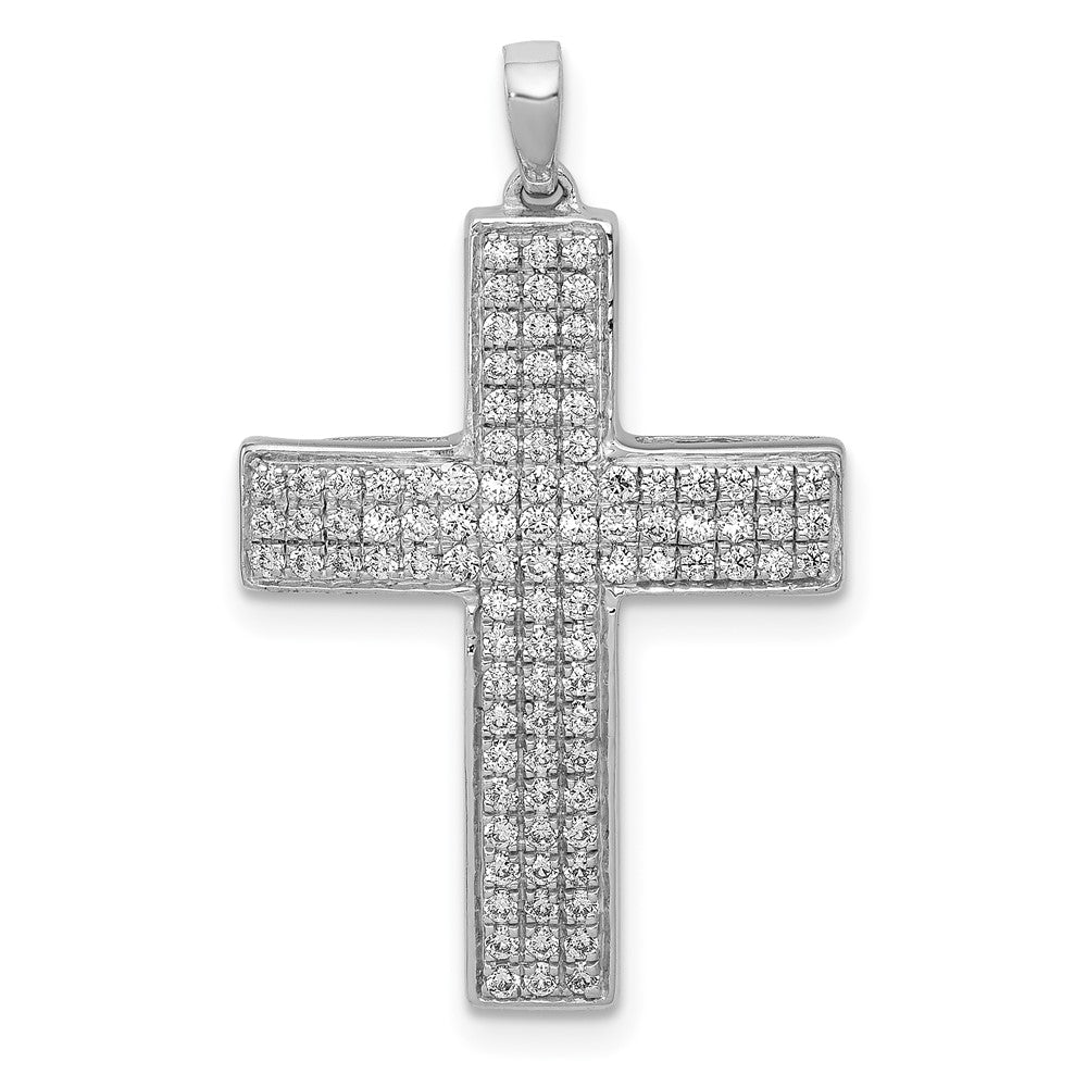 14k White Gold 1/2 carat Lab Grown Diamond VS/SI+ G+ Latin Cross Pendant