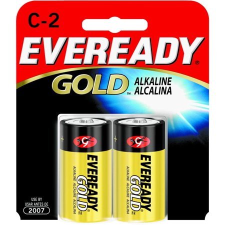 Eveready Gold Alkaline C Batteries, 2 Pack of C Cell Batteries