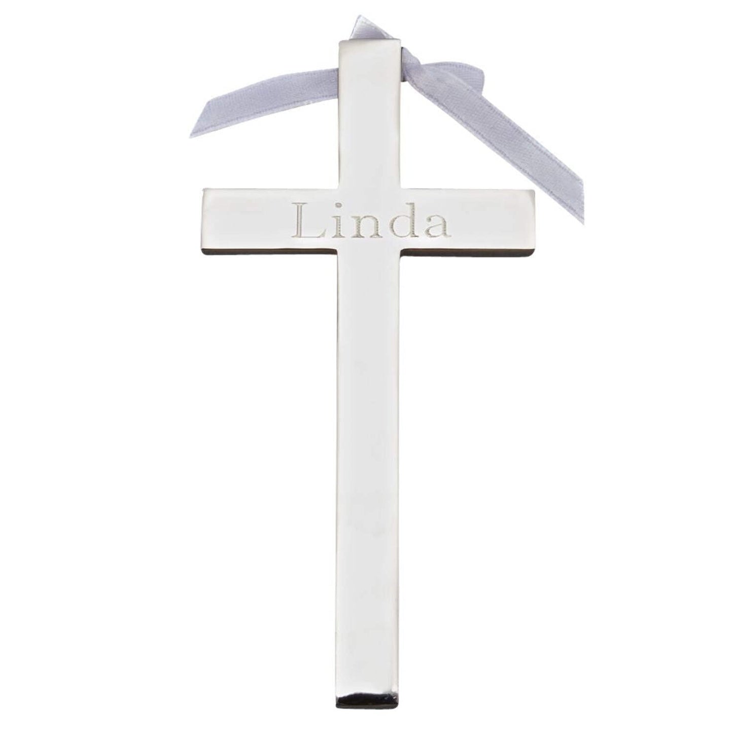 Creative Gifts International  4.75 x 2.5 in. Cross with White Ribbon - Silver