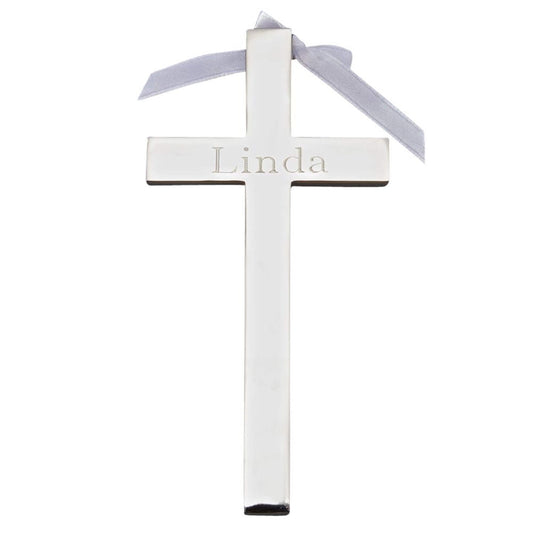 Creative Gifts International  4.75 x 2.5 in. Cross with White Ribbon - Silver