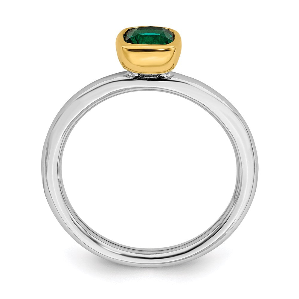 Sterling Silver Stackable Expressions w/Gold-plated Cr. Emerald Ring Size -9