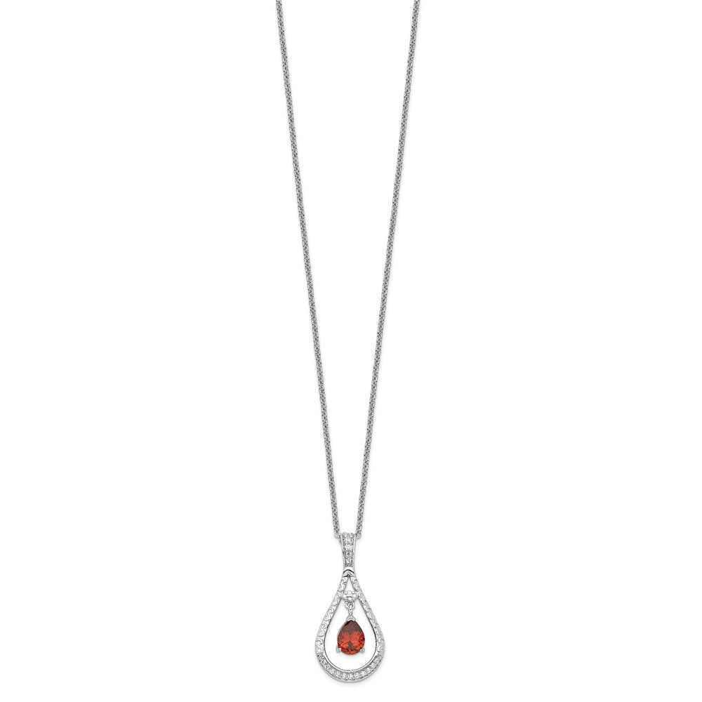 Sentimental Expressions Sterling Silver Rhodium-plated Jan. CZ Stone Never Forget Tear 18in Birthstone Necklace 18 Inches