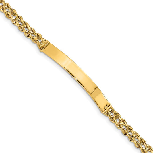 14k Two Strand Rope ID Bracelet 8  inches