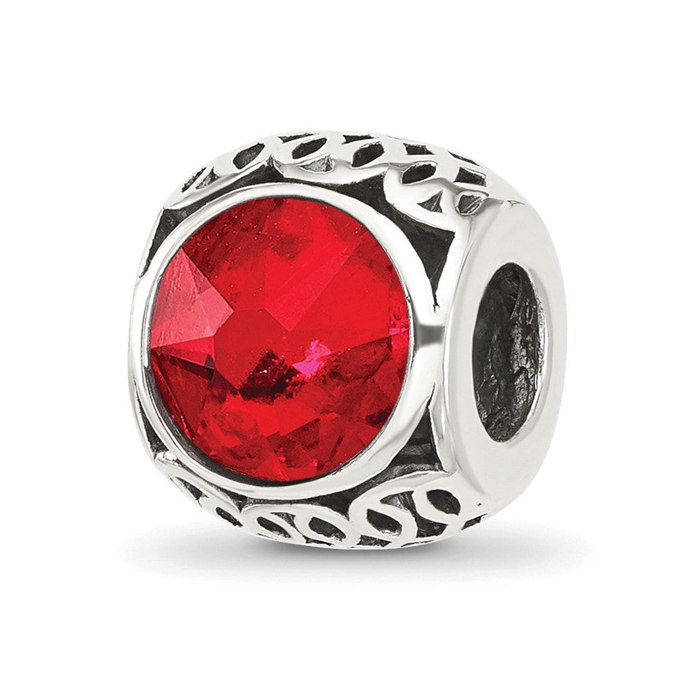 Sterling Silver Reflections Antiqued Light Red Crystal Bead