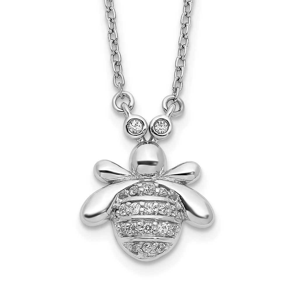 14k White Gold Diamond Bee 18 inch Necklace