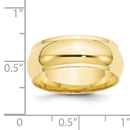 10k Yellow Gold 8mm Half Round with Edge Wedding Band Size 12