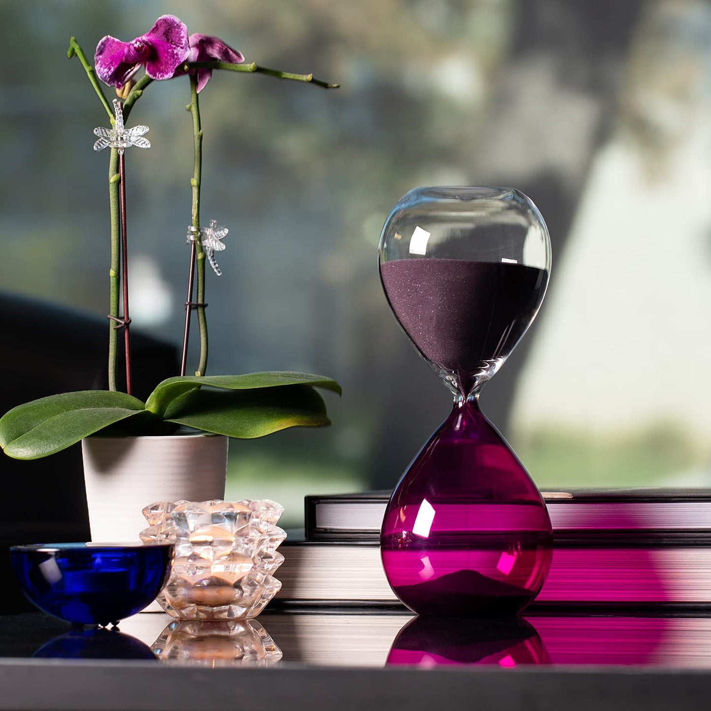 60 Min. Purple & Clear Glass Sand Timer w/ Purple Sand