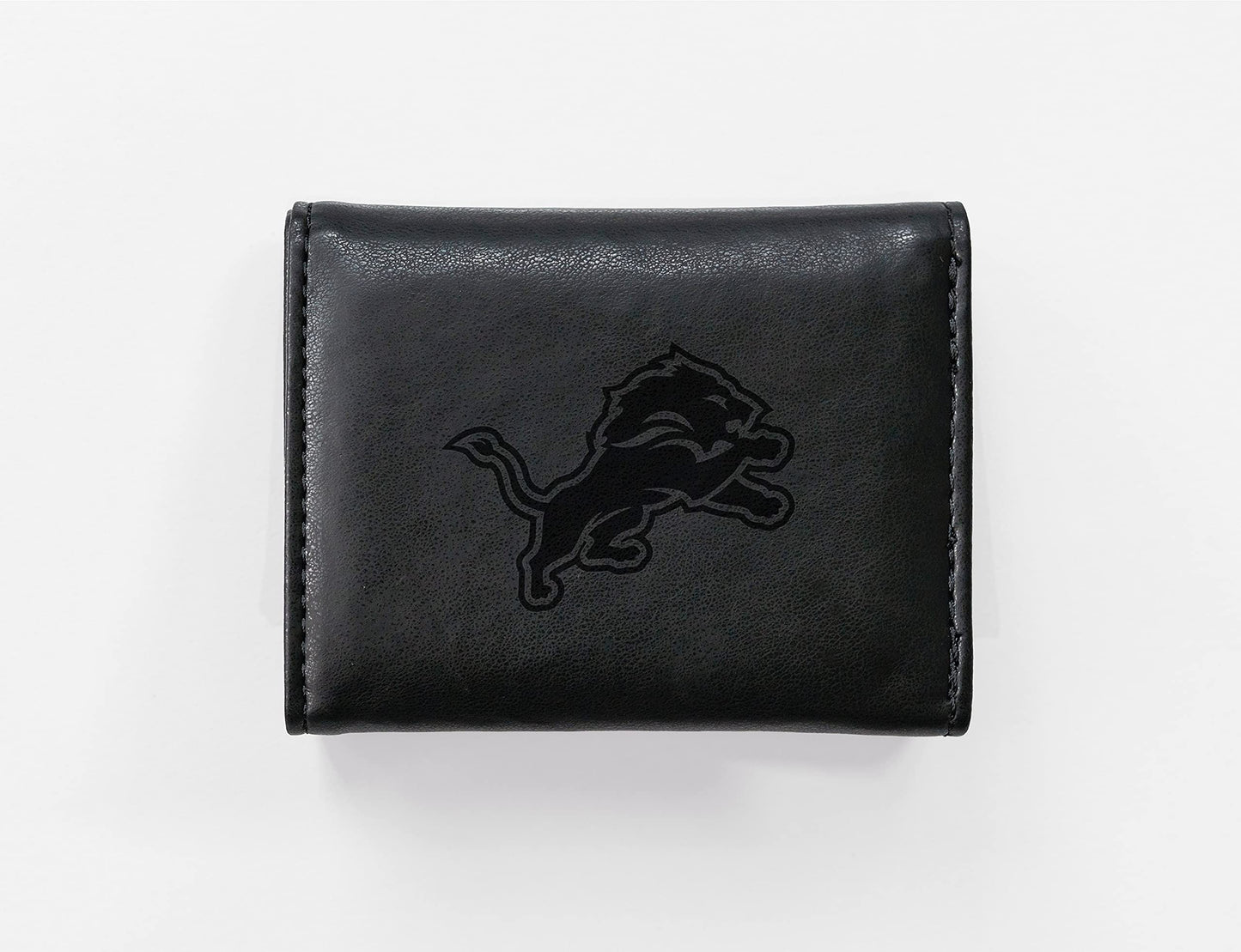 Detroit Lions Black Laser Engraved Tri-Fold Wallet - Men's Accessory