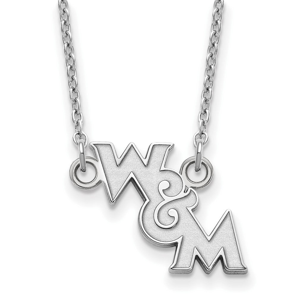 Sterling Silver Rhodium-plated LogoArt College of William and Mary Small Pendant 18 inch Necklace