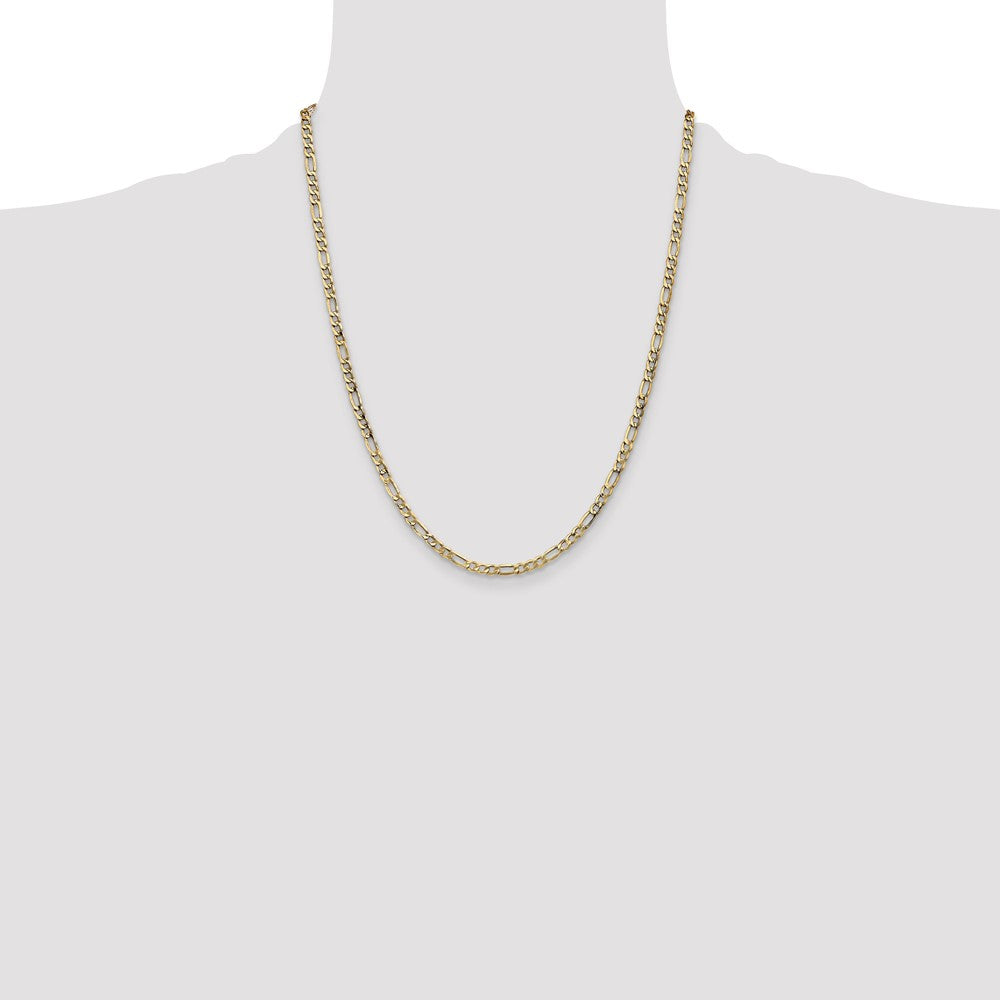 14k 3.5mm Semi-Solid Figaro Chain