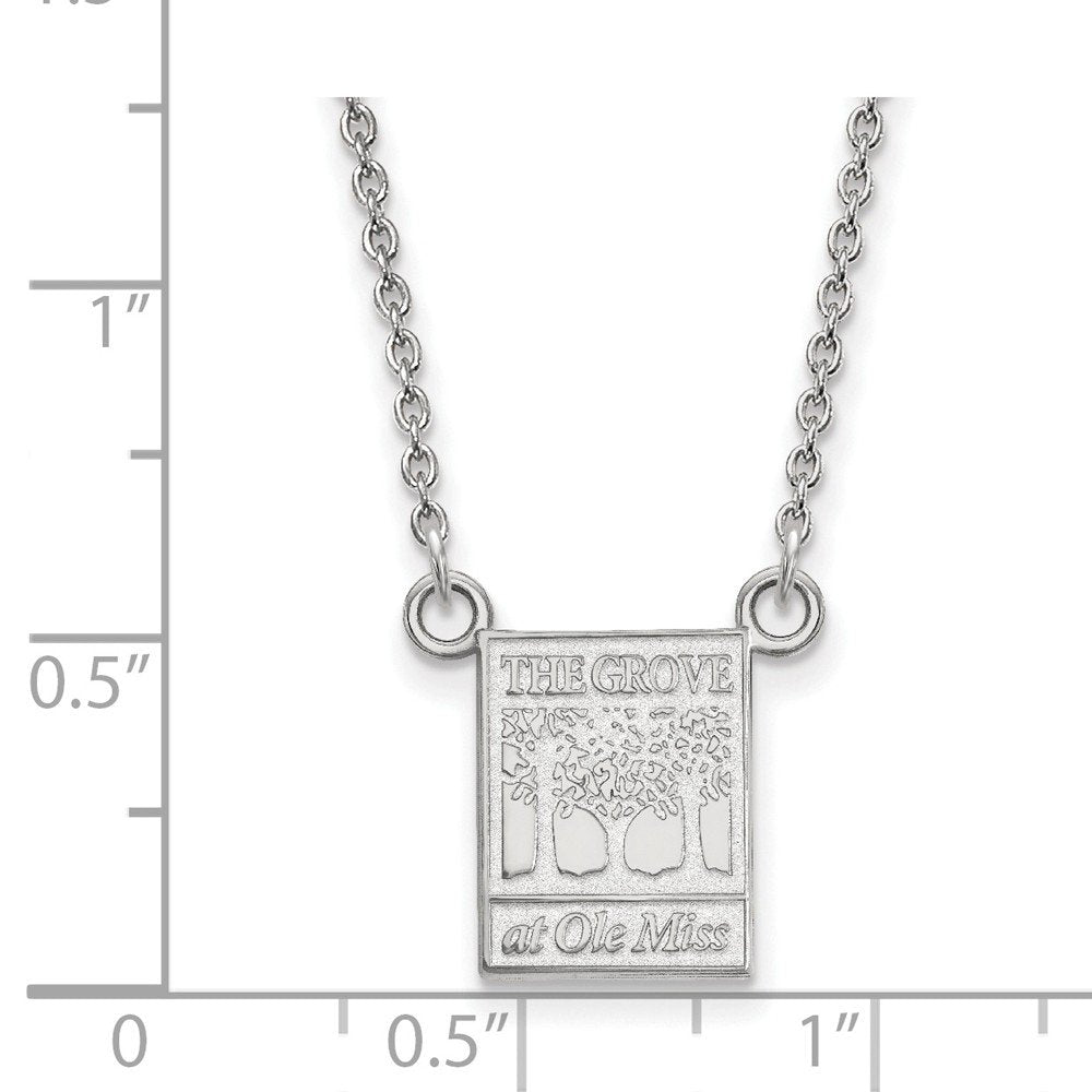 Beautiful SS Rh-p LogoArt University of Mississippi Small Pendant w/Necklace