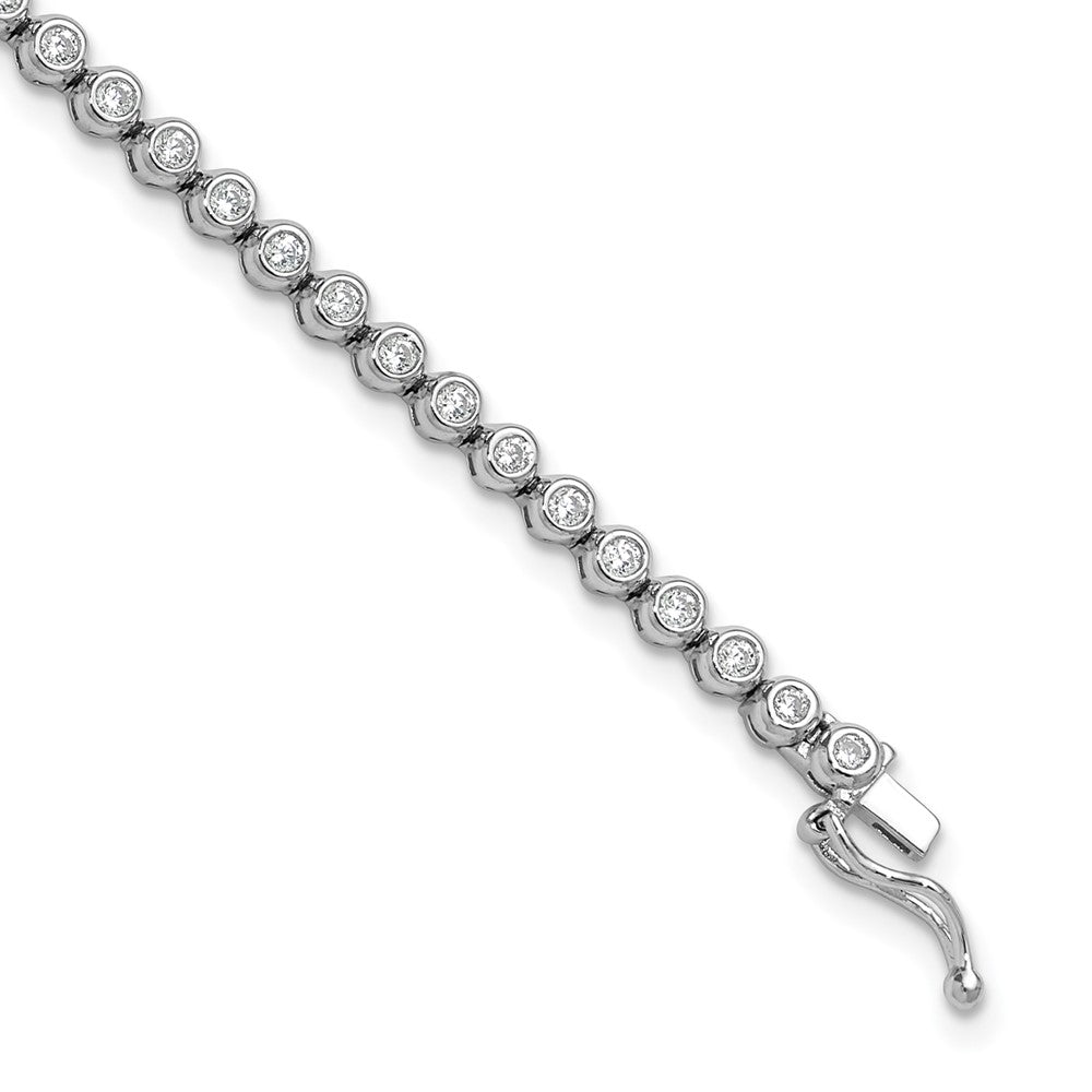 Sterling Shimmer Sterling Silver Rhodium-plated Bezel Set 1.7mm CZ 54 Stone 7 inch Bracelet 7 inches