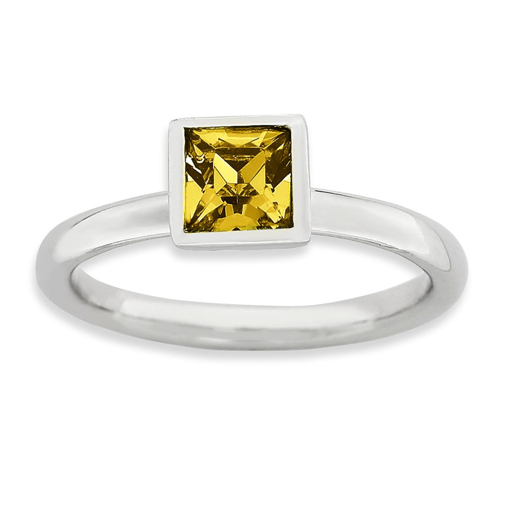 Sterling Silver Stackable Expressions Square November Crystal Ring