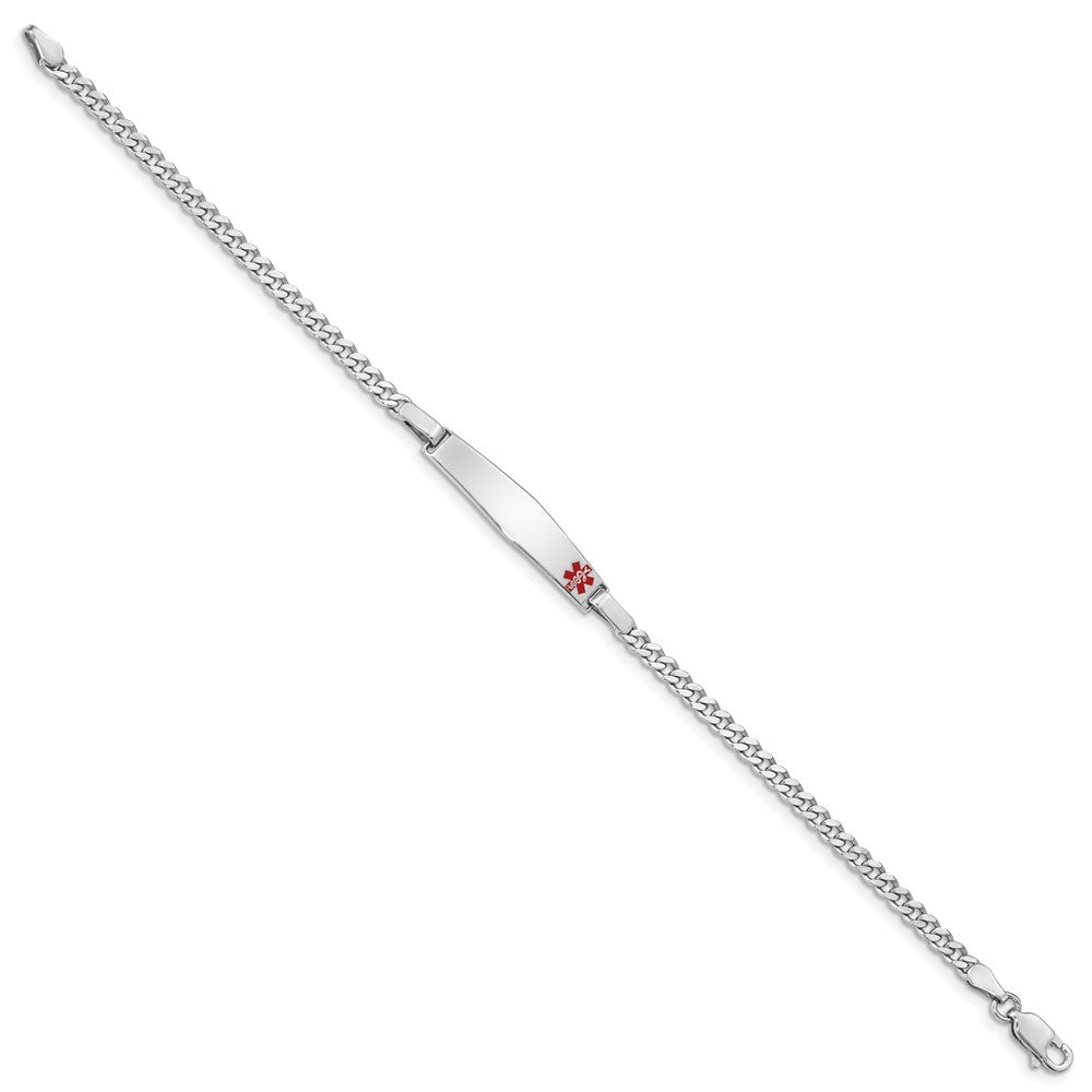 Sterling Silver Rhodium-plated Medical ID Curb Link Bracelet 8 inches