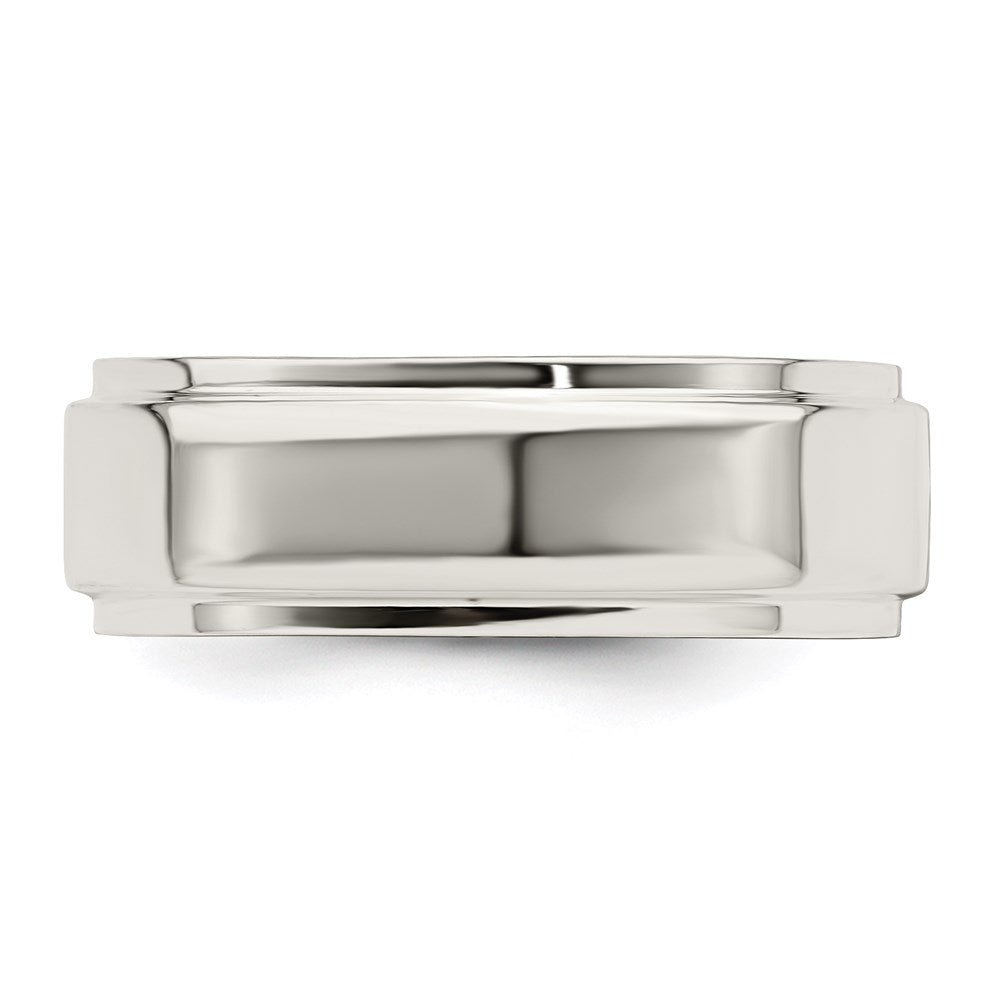 Sterling Silver 7mm Flat with Step Edge Size 13.5 Band