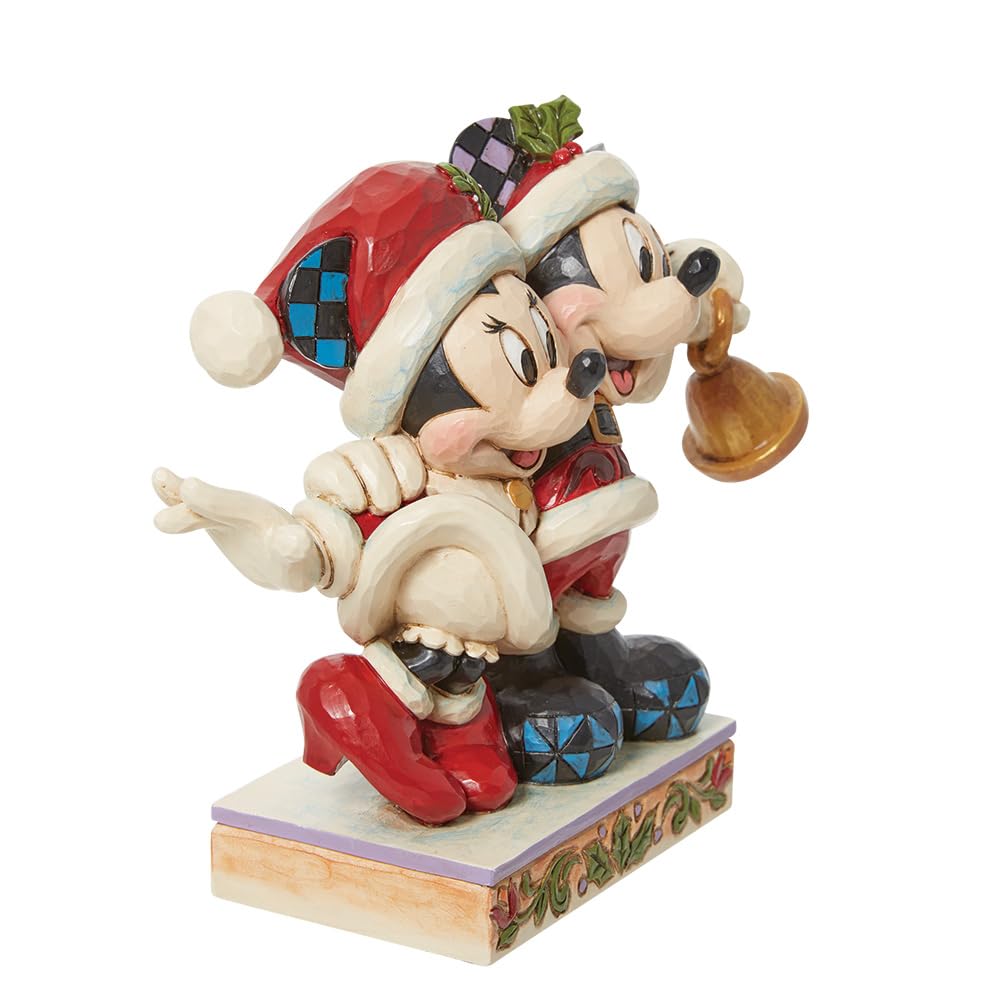 Jim Shore Jingle Bell - One Figurine 5.75 Inch, Resin - Minnie Mickey Mouse Santa Suits 6013058