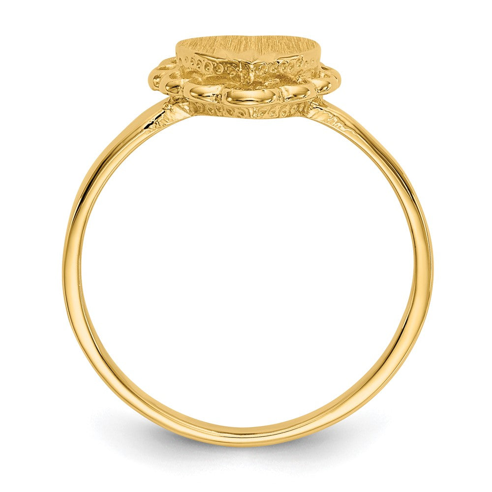 14k 6.5x7.0mm Open Back Heart Signet Ring Size 6