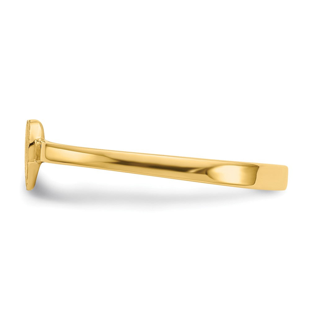 14k Diamond Cut Heart Signet Ring Size 4