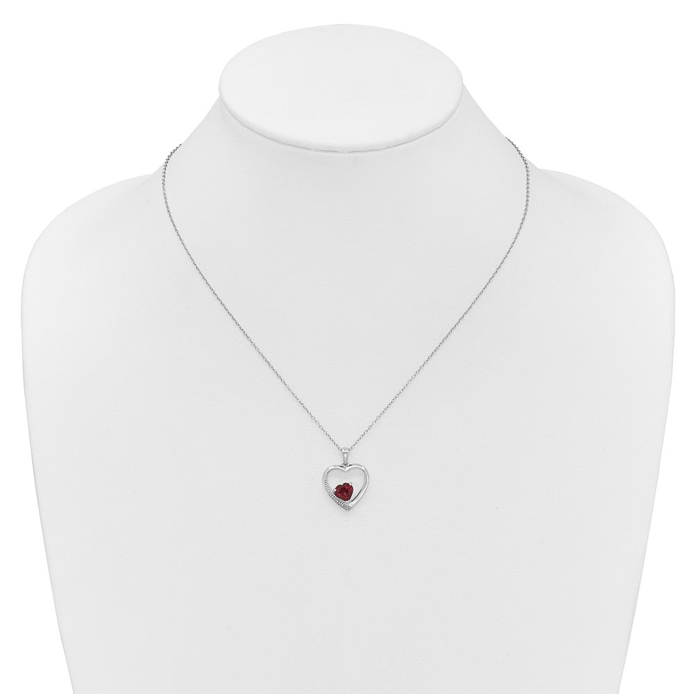 SS Garnet & Diamond Pend w/ Chain