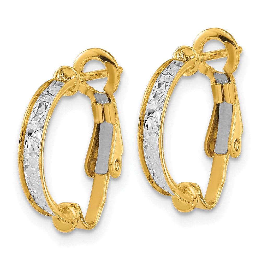 14K Two-tone Polished / Diamond-cut Omega Back Earrings