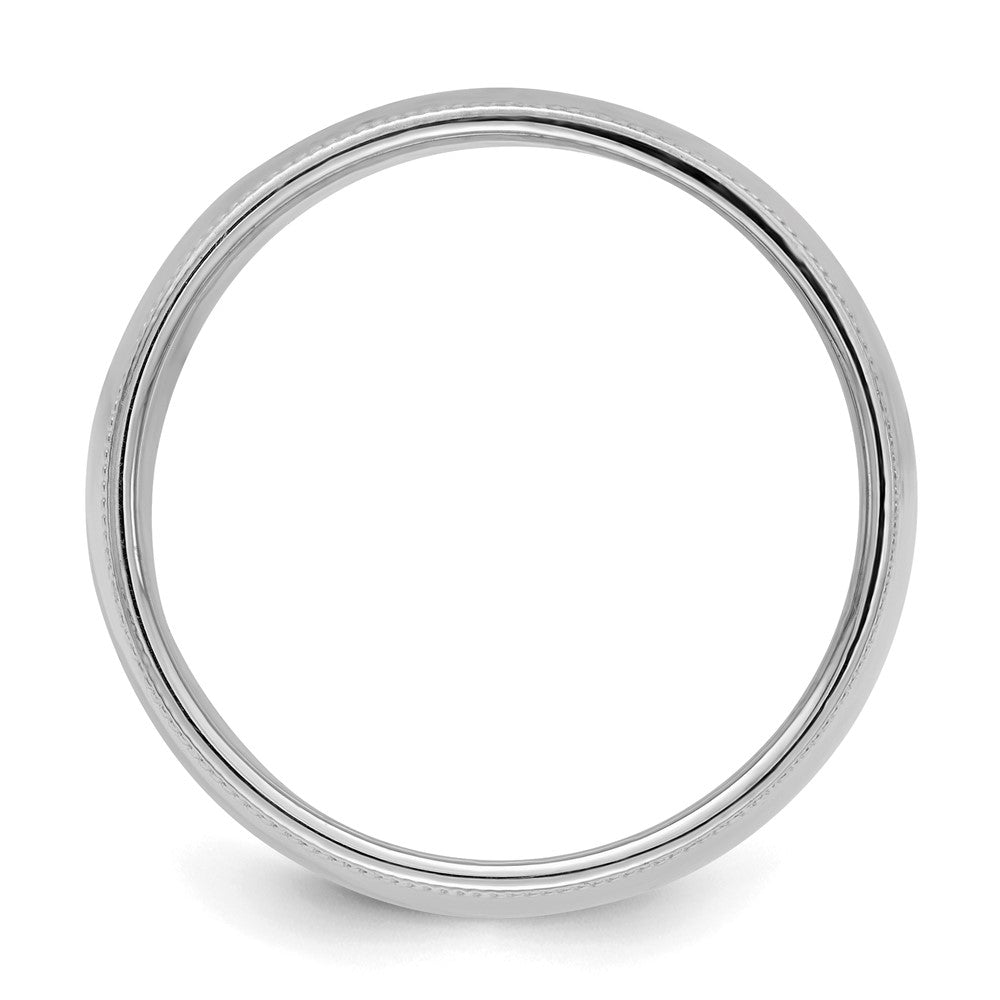 Sterling Silver Rhodium-plated 9mm Half Round Milgrain Size 9 Band