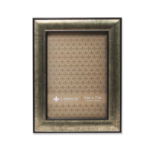 5x7 Domed Burnished Silver and Black Polystyrene Picture Frame QGM14183
