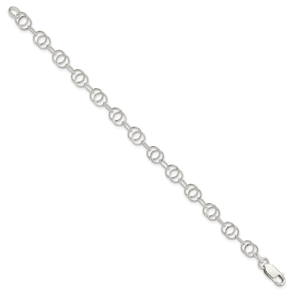 Sterling Silver Polished and Textured Fancy Bracelet 7.5 inches