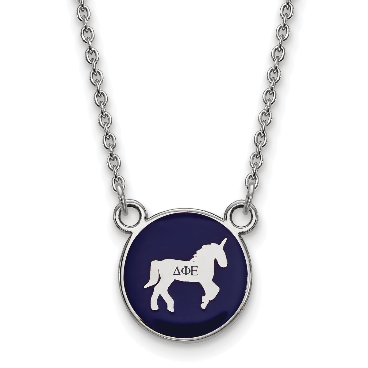 LogoArt Sterling Silver Delta Phi Epsilon Extra Small Enameled Pendant Necklace With 18 Inch