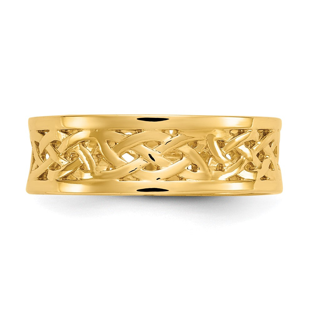 14k Polished Celtic Knot Band Size 7