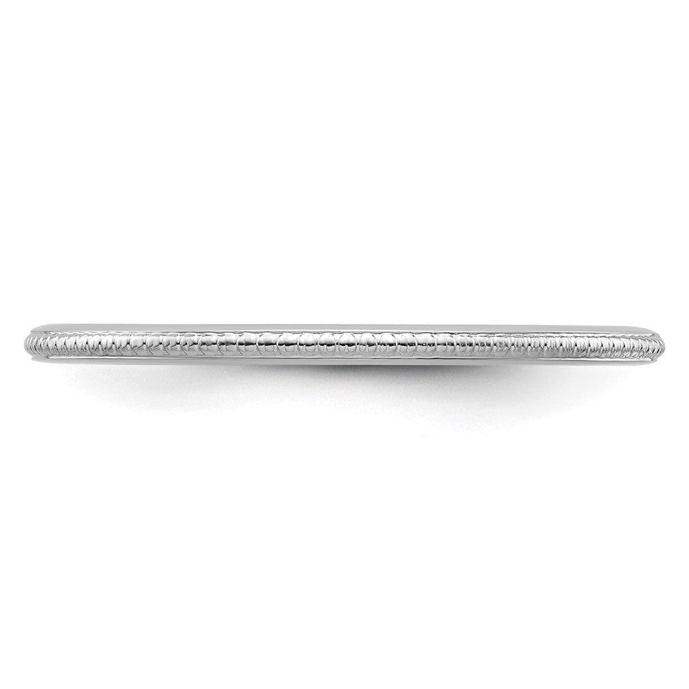 10K White Gold 1.2mm Beaded Stackable Band Size 7