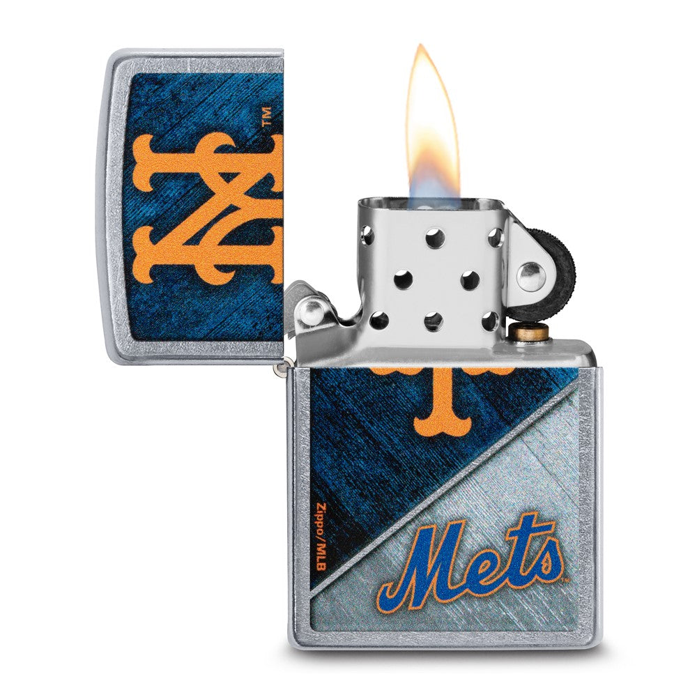 Zippo Street Chrome New York Mets Color Image MLB Lighter