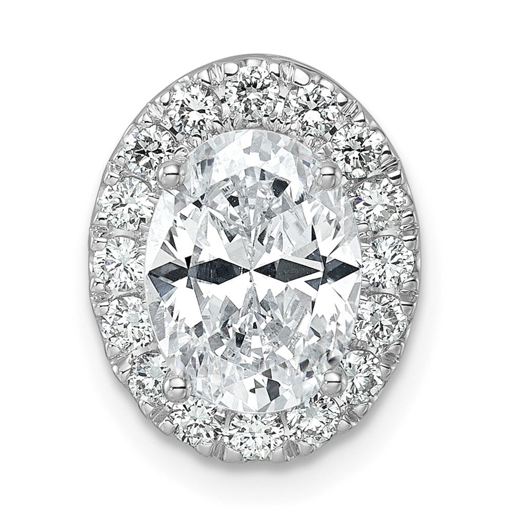 14k White Gold 1/2 carat Lab Grown Diamond VS/SI+ G+ Semi Mount Halo Chain Slide Pendant