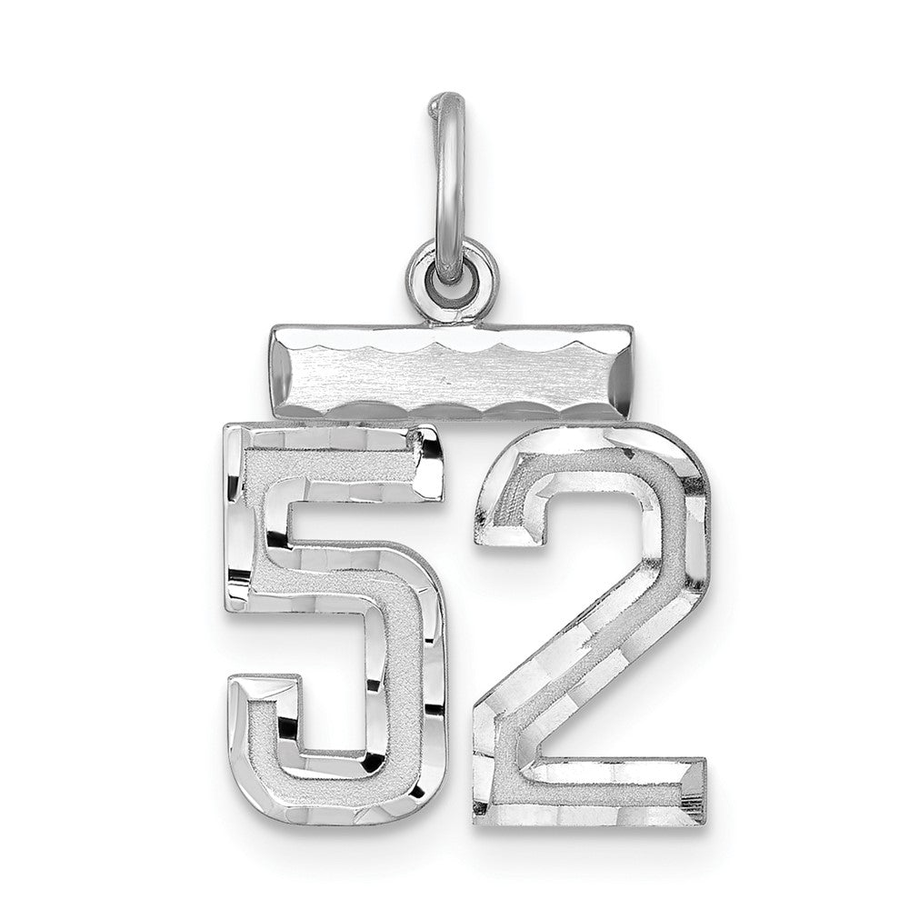 Sterling Silver Rhodium-plated Diamond-cut #52 Charm