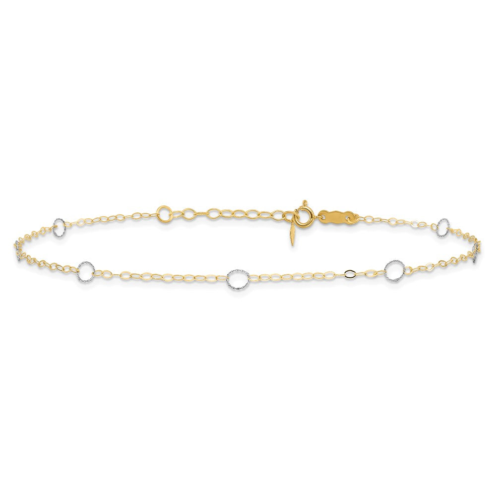 14k Two-Tone Circle 9in Plus 1in ext  Anklet 9 inches