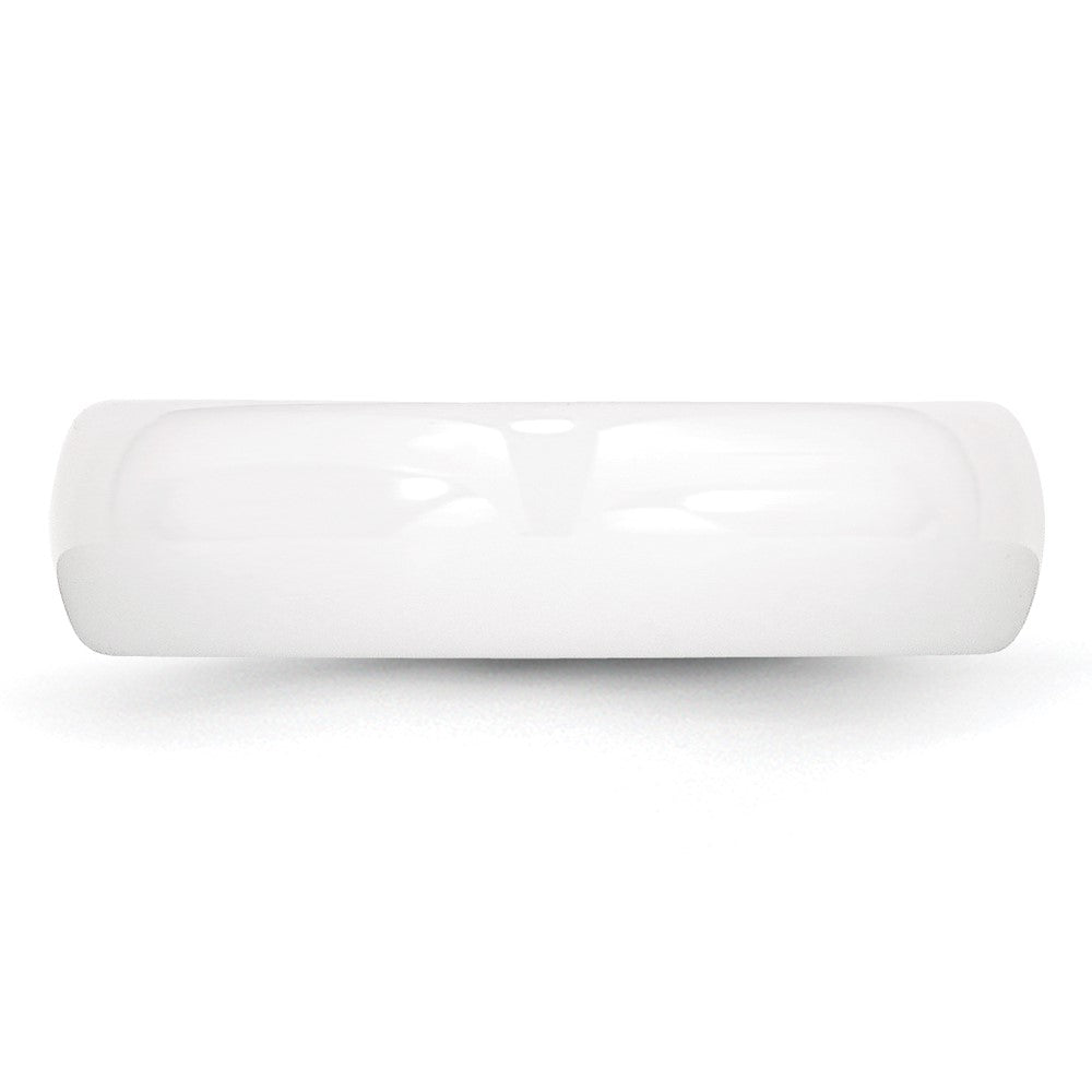 Ceramic White 6mm Polished Band Size - 9