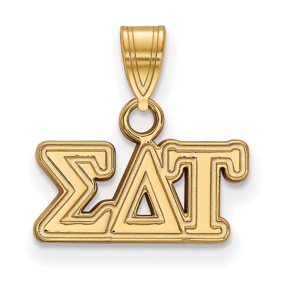 Sterling Silver w/ 14K Yellow Gold-Plated LogoArt Official Licensed Greek Sororities Sigma Delta Tau Small Pendant
