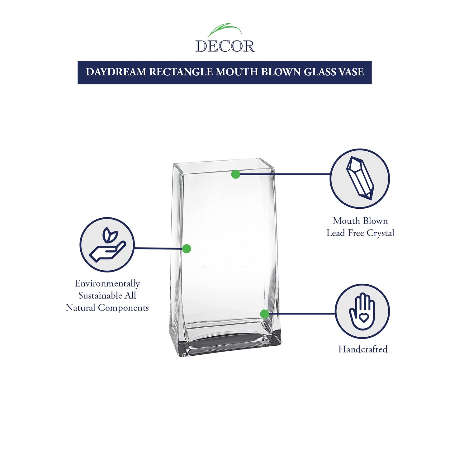 Badash Daydream Handcrafted Lead-free Crystal Rectangle Vase QGM23785